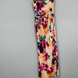 Maxi dress with bright neon florals xs-s